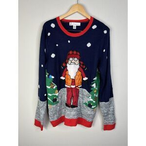 Men's Jolly Sweaters Hunting Santa "UGLY" Christmas Sweater Acrylic Size Large
